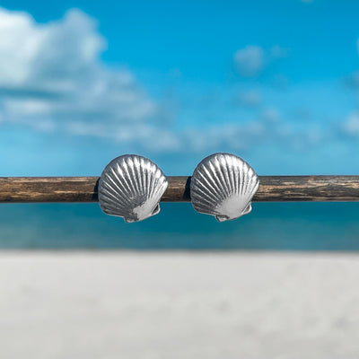 Dainty Fan Shell Stud Earrings